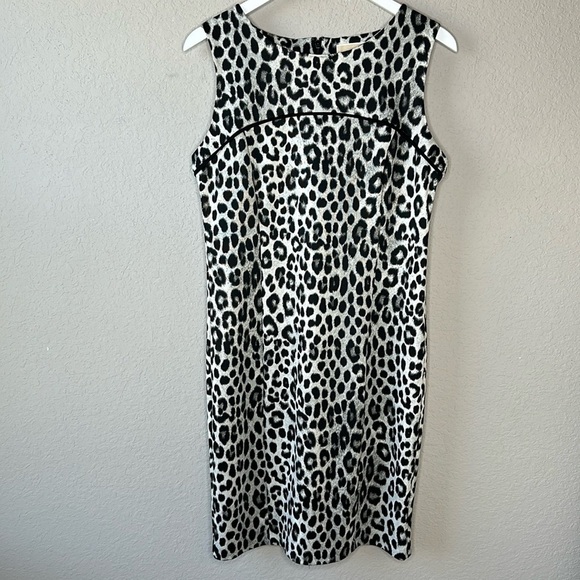 Michael Kors Leopard Print Sheath Dress Size Large - Picture 1 of 8
